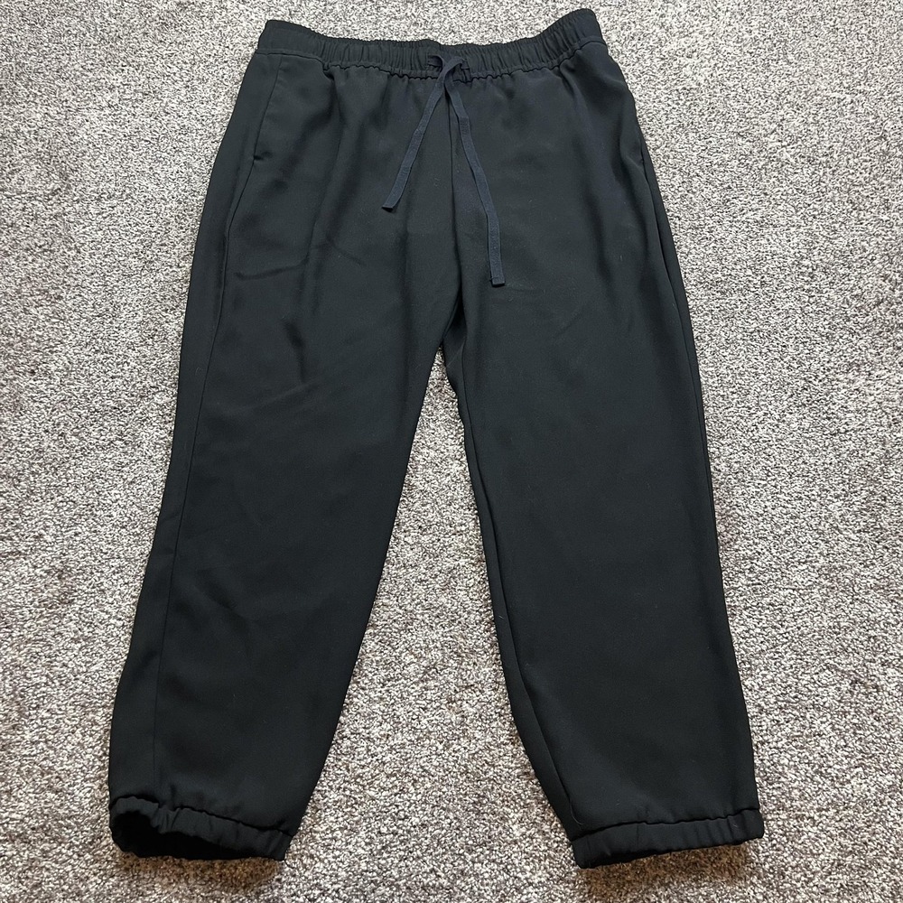 J Crew Pants Womens 12 Black Joggers‎ Elastic Waist Cuffed Ankle Polyester